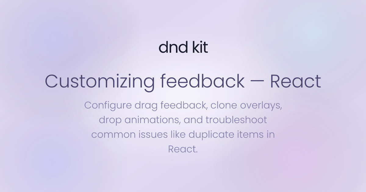 Feedback Plugin - React | dnd kit