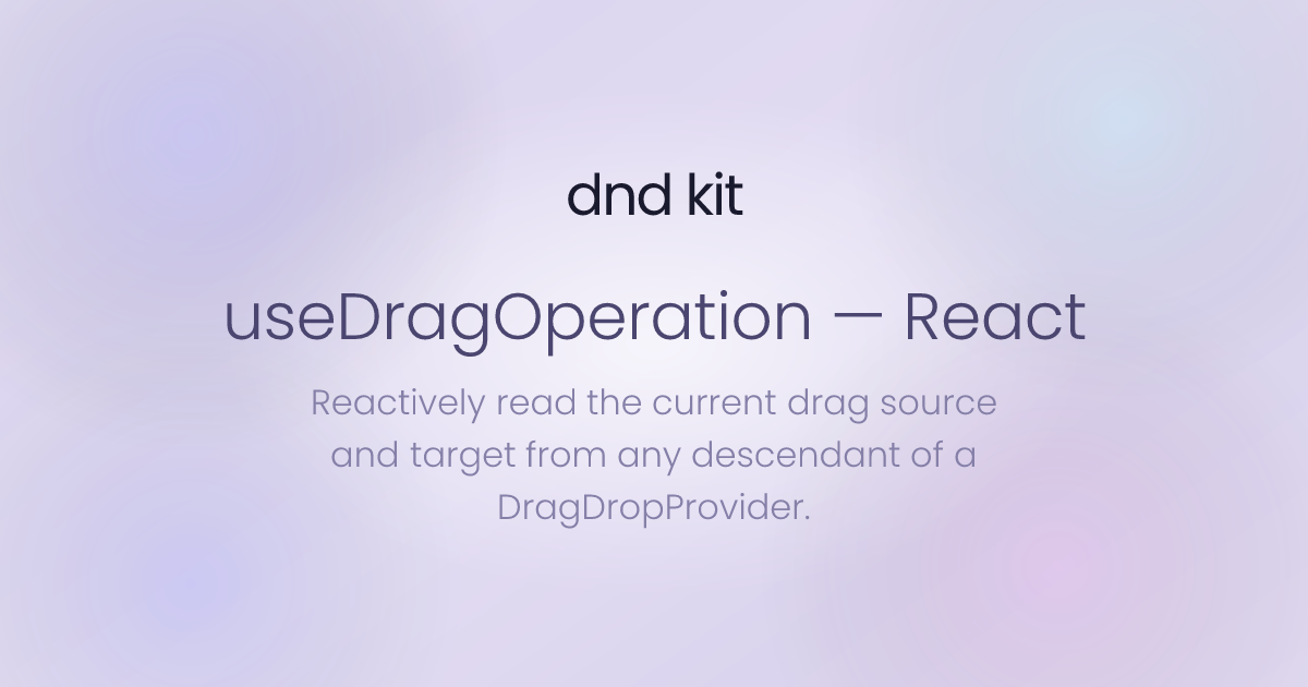 useDragOperation - React | dnd kit